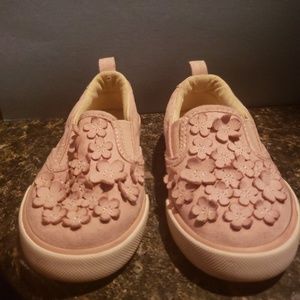 Pink floral girl slip on